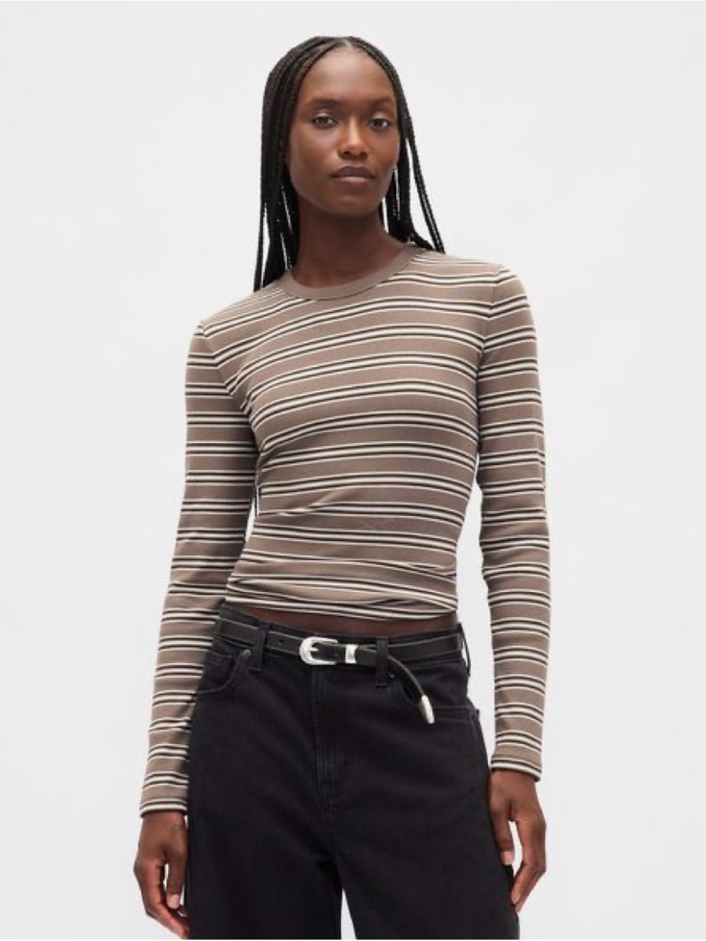 GAP "Modern Rib" Striped Long Sleeve Tee, M